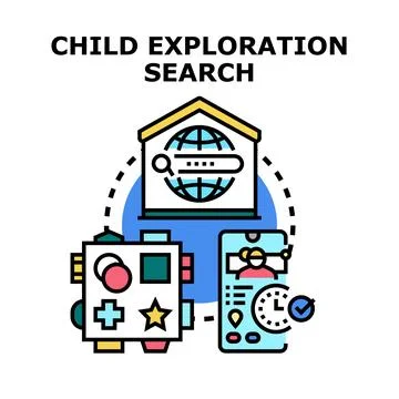 Child development internet exploring and learning concept Stock Illustration