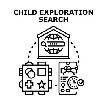 Child development internet exploring and learning concept Stock Illustration