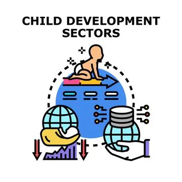 Child development sectors and global progress concept Stock Illustration