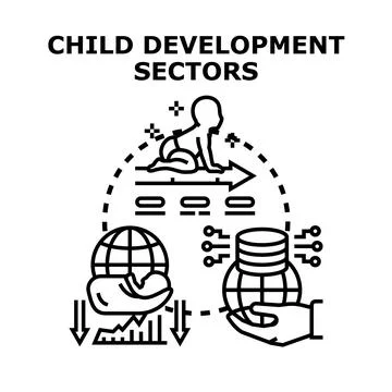 Child development sectors and global progress concept Stock Illustration