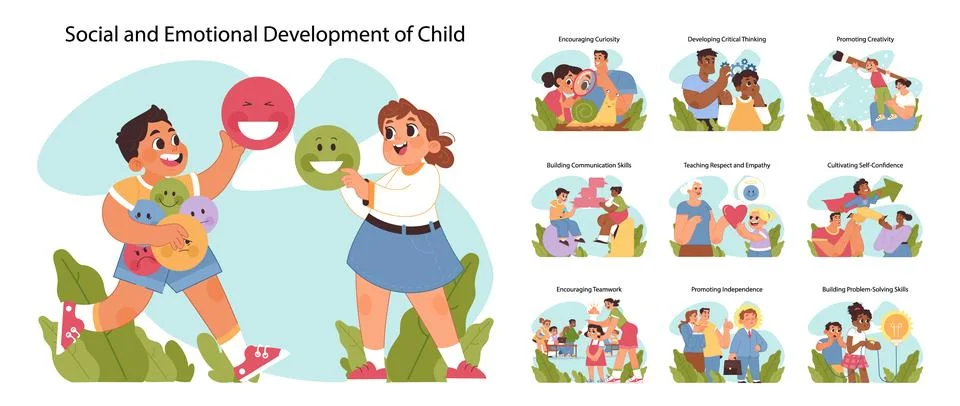 Child development set. Flat vector illustration Illustrazione stock