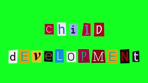 Child development text made of colorful unwrapping letters filmed in loop stop Stock Footage 259845579