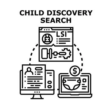 Child discovery search vector icon concept Stock Illustration