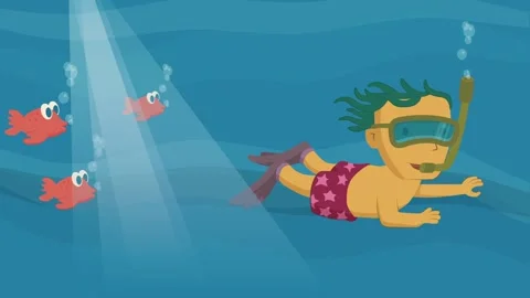 Child diving in the sea Stock Footage 133553551