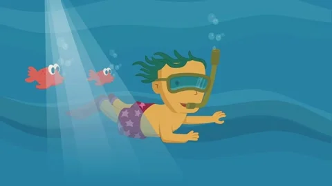 Child diving in the sea. Seamless loop Stock Footage 133553549