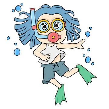 A child is diving in the water Stock Illustration