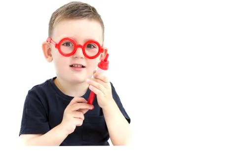 A Child Does a Prick Isolated on the White Background. Vaccination. Medical C Stock Photos