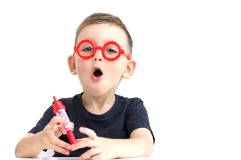 A Child Does a Prick Isolated on the White Background. Vaccination. Medical C Stock Photos