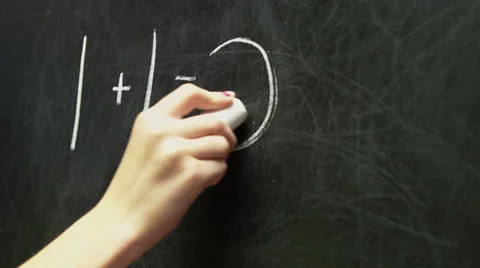 Child doing basic math on chalk board 動画素材 24751771