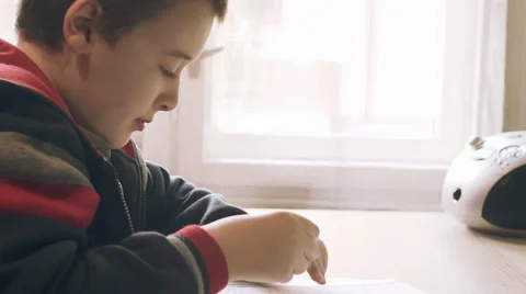 Child Doing Homework Video stock 43341763