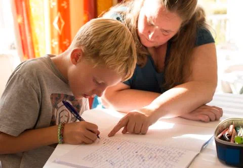 Child is doing homework Stock Photos