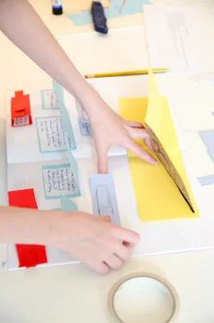 Child doing their school project Stock Photos