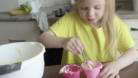 Child with dough in the kitchen Stock Footage 155218556