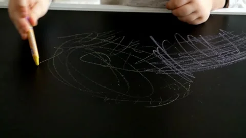 Child-Drawing-Blackboard Stock Footage 316487522