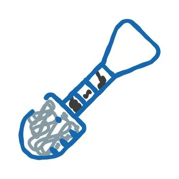 Child like drawing of blue shovel digging creativity イラスト素材