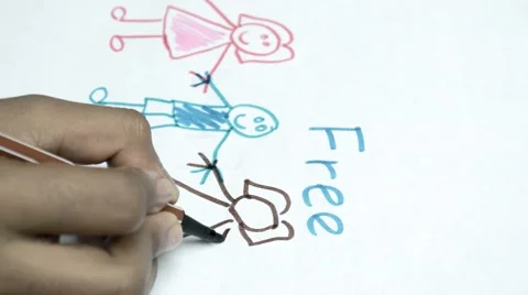 Child drawing concept freedom Видео 50010070