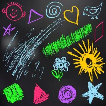 Child drawing. Design elements of packaging, postcards, wraps, covers Illustrazione stock