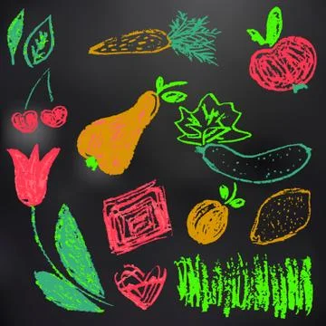 Child drawing. Design elements of packaging, postcards, wraps, covers イラスト素材