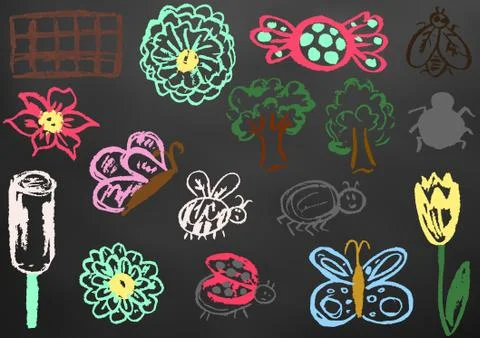 Child drawing. Design elements of packaging, postcards, wraps, covers Illustrazione stock