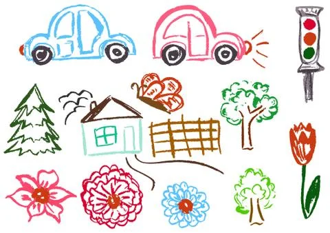 Child drawing. Design elements of packaging, postcards, wraps, covers Stockillustratie