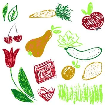 Child drawing. Design elements of packaging, postcards, wraps, covers イラスト素材