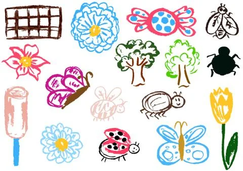 Child drawing. Design elements of packaging, postcards, wraps, covers Stock Illustration