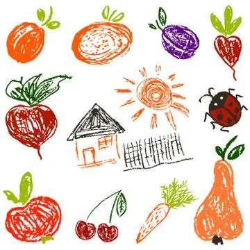 Child drawing. Design elements of packaging, postcards, wraps, covers Stockillustratie