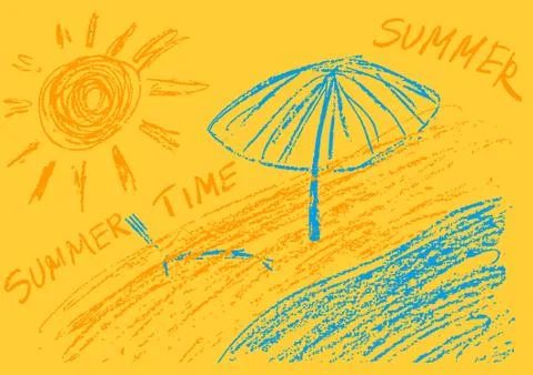 Child drawing. Design elements of packaging, postcards, wraps, covers Stock Illustration