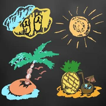 Child drawing. Design elements of packaging, postcards, wraps, covers Stock Illustration