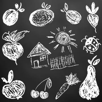 Child drawing. Design elements of packaging, postcards, wraps, covers Stockillustratie