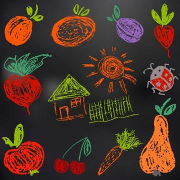 Child drawing. Design elements of packaging, postcards, wraps, covers Illustrazione stock