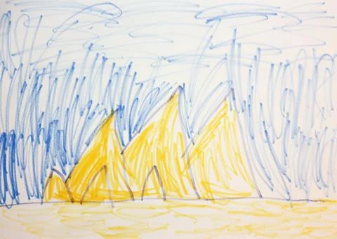 Child Drawing of the Egypt Pyramids Stock Illustration