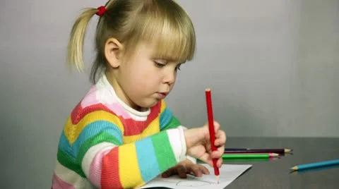 Child drawing Stock Footage 10571430