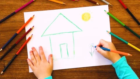 The child is drawing. Stock Footage 87793099