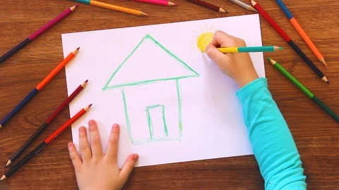 The child is drawing. Stock Footage 87793110