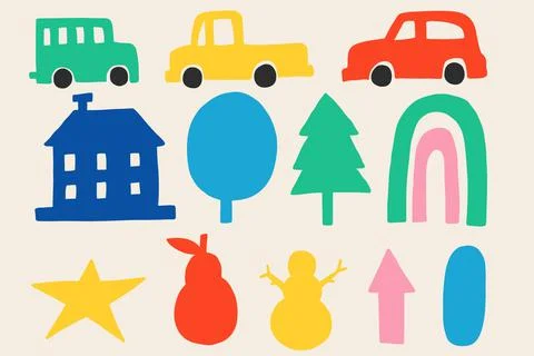 Child Drawing Hand Painted Object Illustration Design Stock Illustration