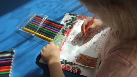 The child is drawing his mother. Stock Footage 101246748