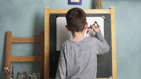 Child drawing house Video stock 81472768