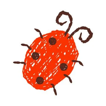 Child Drawing of Ladybug Isolated Vector Art Illustrazione stock