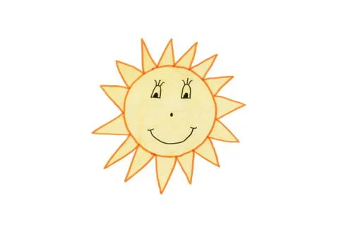Child drawing of the smiling sun Illustration