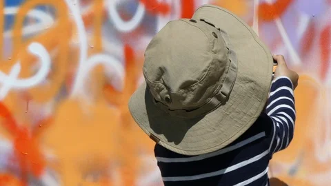 Child drawing spray paint concept creativity Stock Footage 89414469