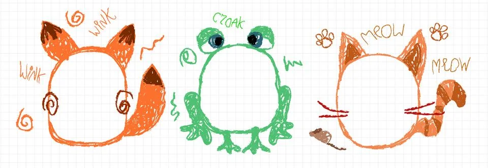 Child drawn frame borders with crayon markings Stock Illustration