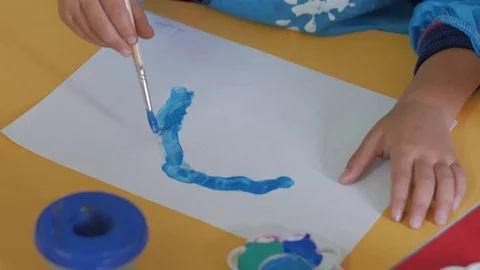 Child Draws A Ball Stock Footage 123541202