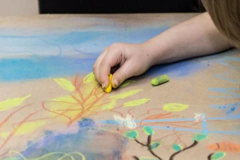 The child draws the crayons Stock Photos