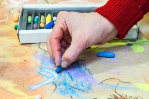 The child draws the crayons Stock Photos