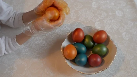 A child draws an Easter egg Stock Footage 126079737