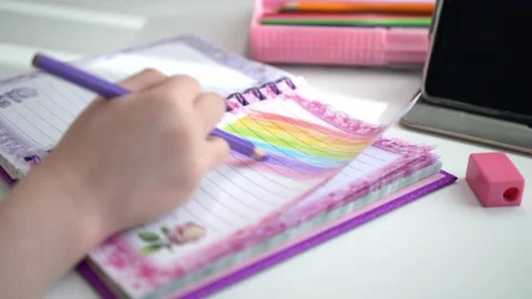 A child draws Stock Footage 150385660