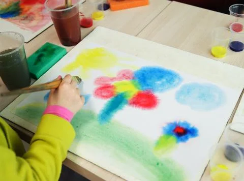 The child draws. Stock Photos