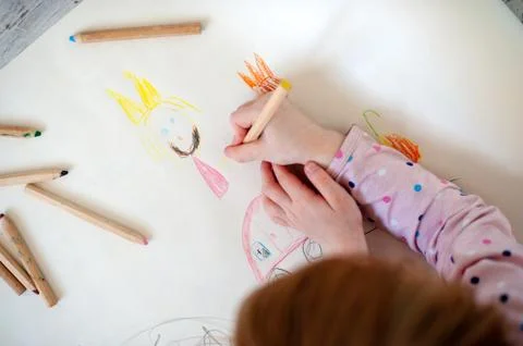 The child draws Stock Photos