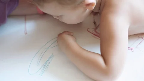 Child draws a scribble. Stock Footage 80008535
